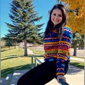 Aztec print pullover sweater - M